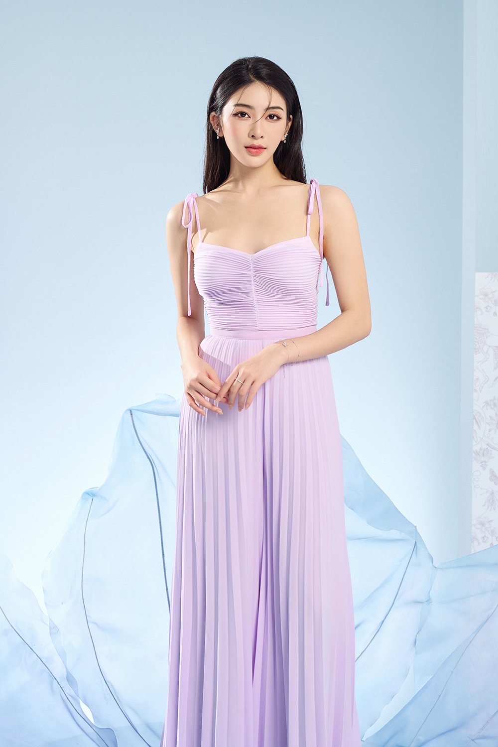 Callie Pleated High Waisted Pants in Lilac