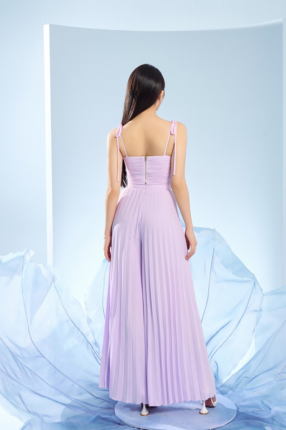 Callie Pleated High Waisted Pants in Lilac