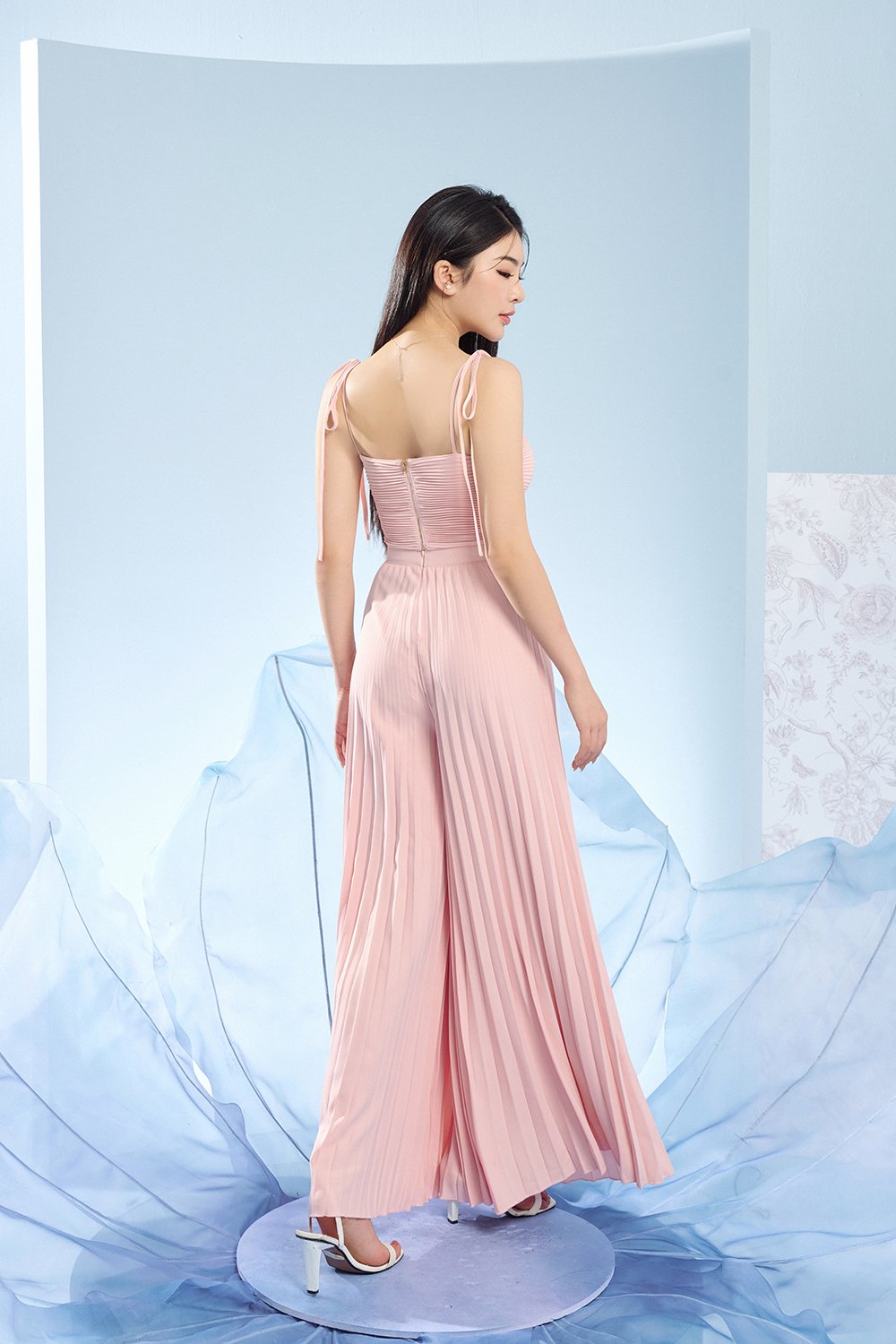 Callie Pleated High Waisted Pants in Teacup Rose