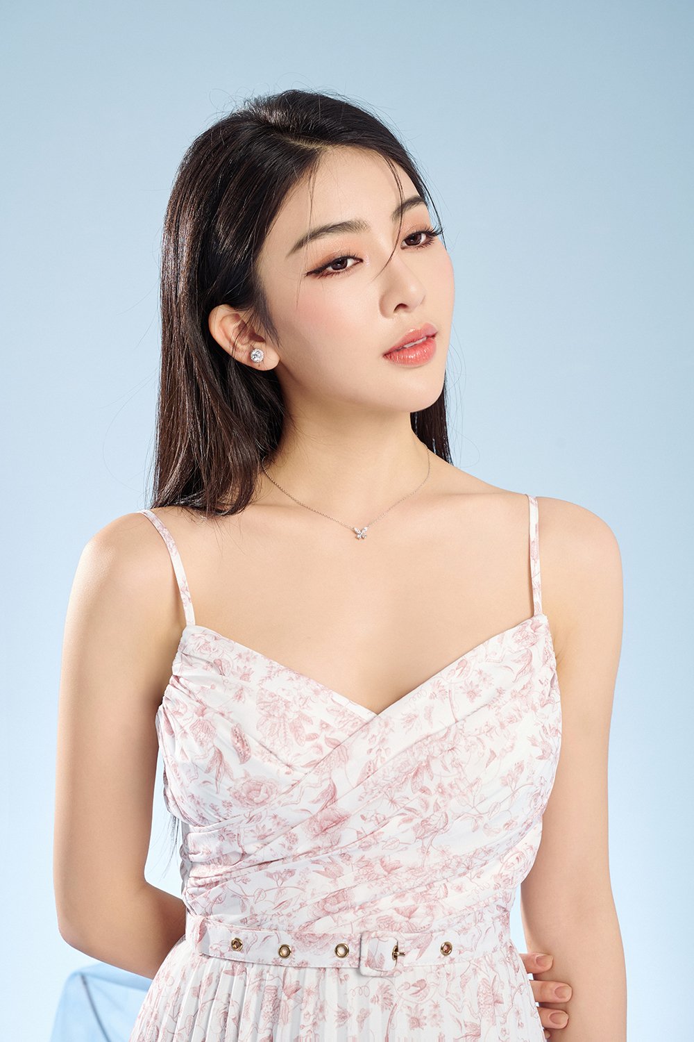 Eden Pleated Maxi Dress in Rose Toile de Jouy