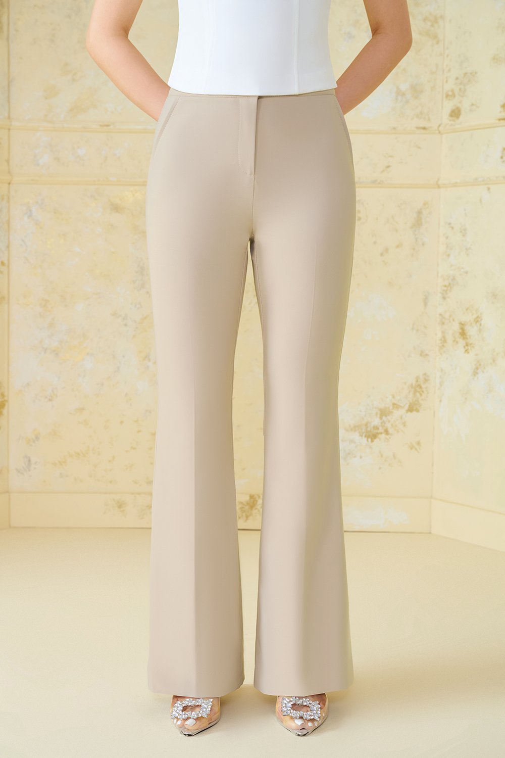 Evie Bootcut Pants in Beige