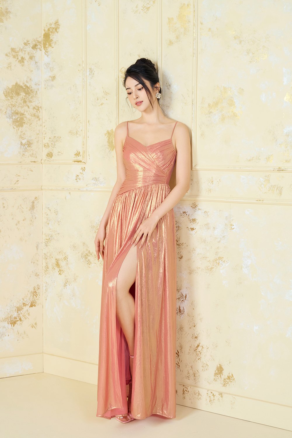 Harmony Wrap Maxi Dress in Coral Glow