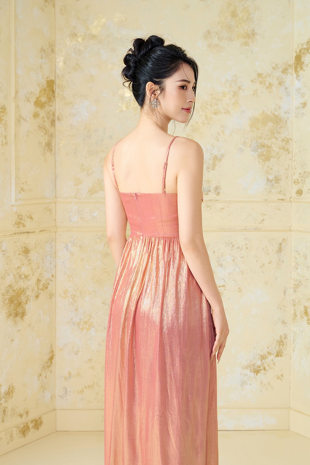 Harmony Wrap Maxi Dress in Coral Glow