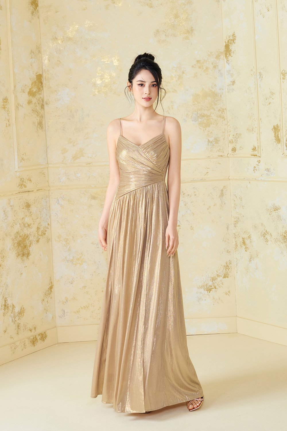 Harmony Wrap Maxi Dress in Glamour Gold
