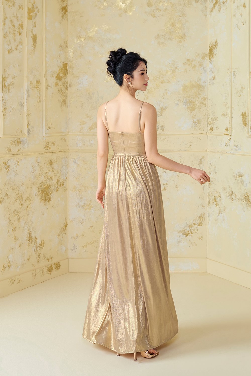 Harmony Wrap Maxi Dress in Glamour Gold