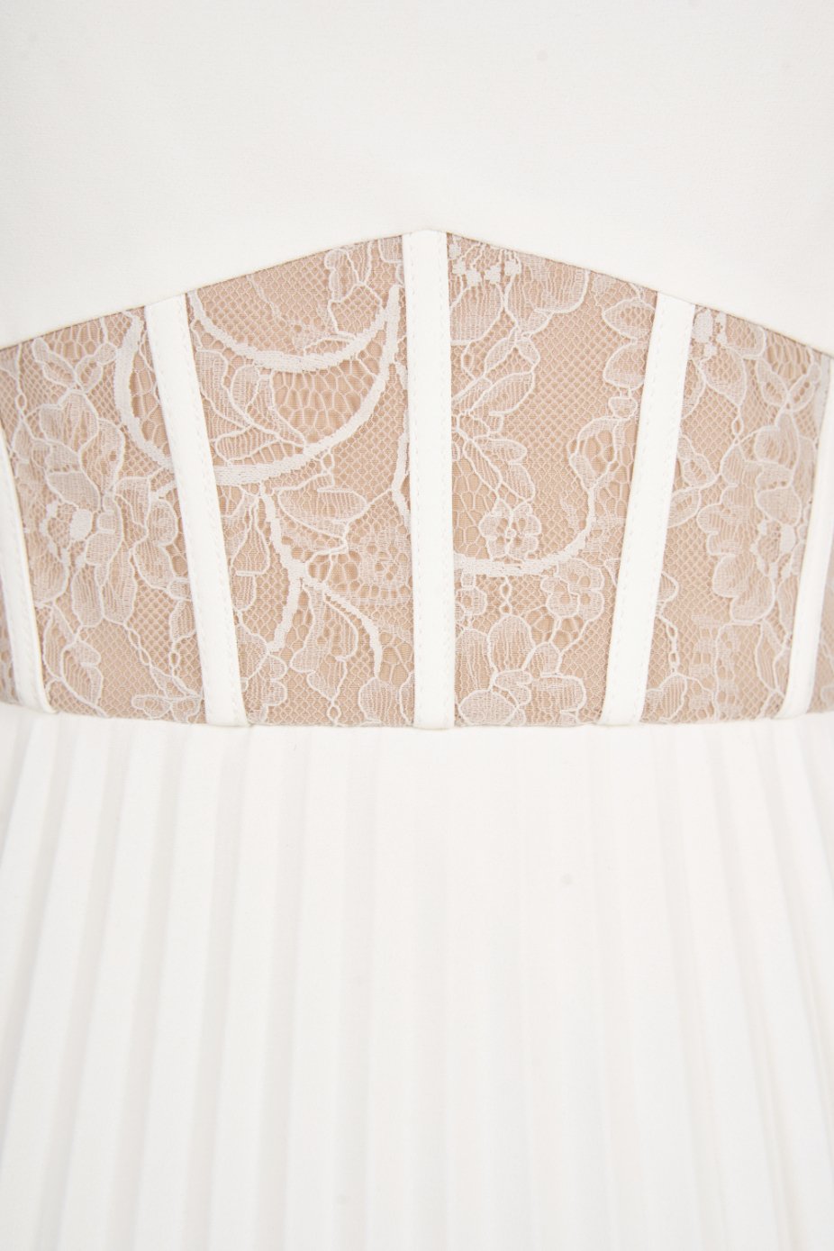 Hope Padded Ribbon Straps Pleated Maxi Dress In Iconic White