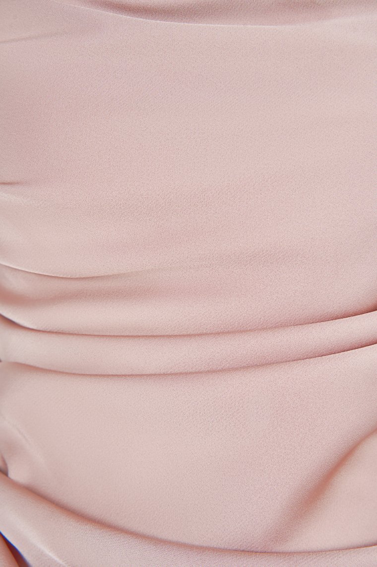 Krystelle Silky Satin Padded Maxi Dress in Rose Gold Champagne