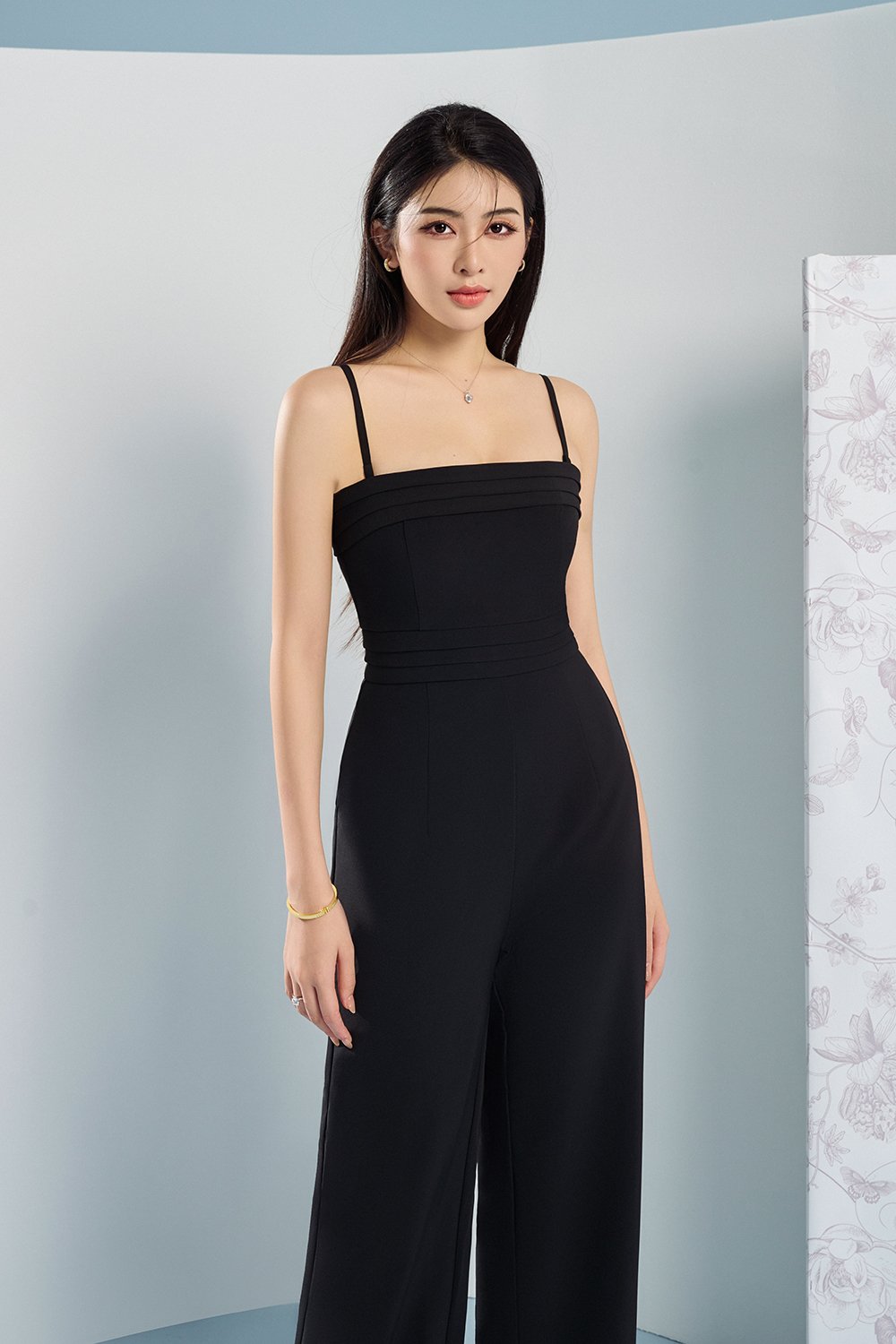 Mya Pleated Jumpsuit in Classic Black