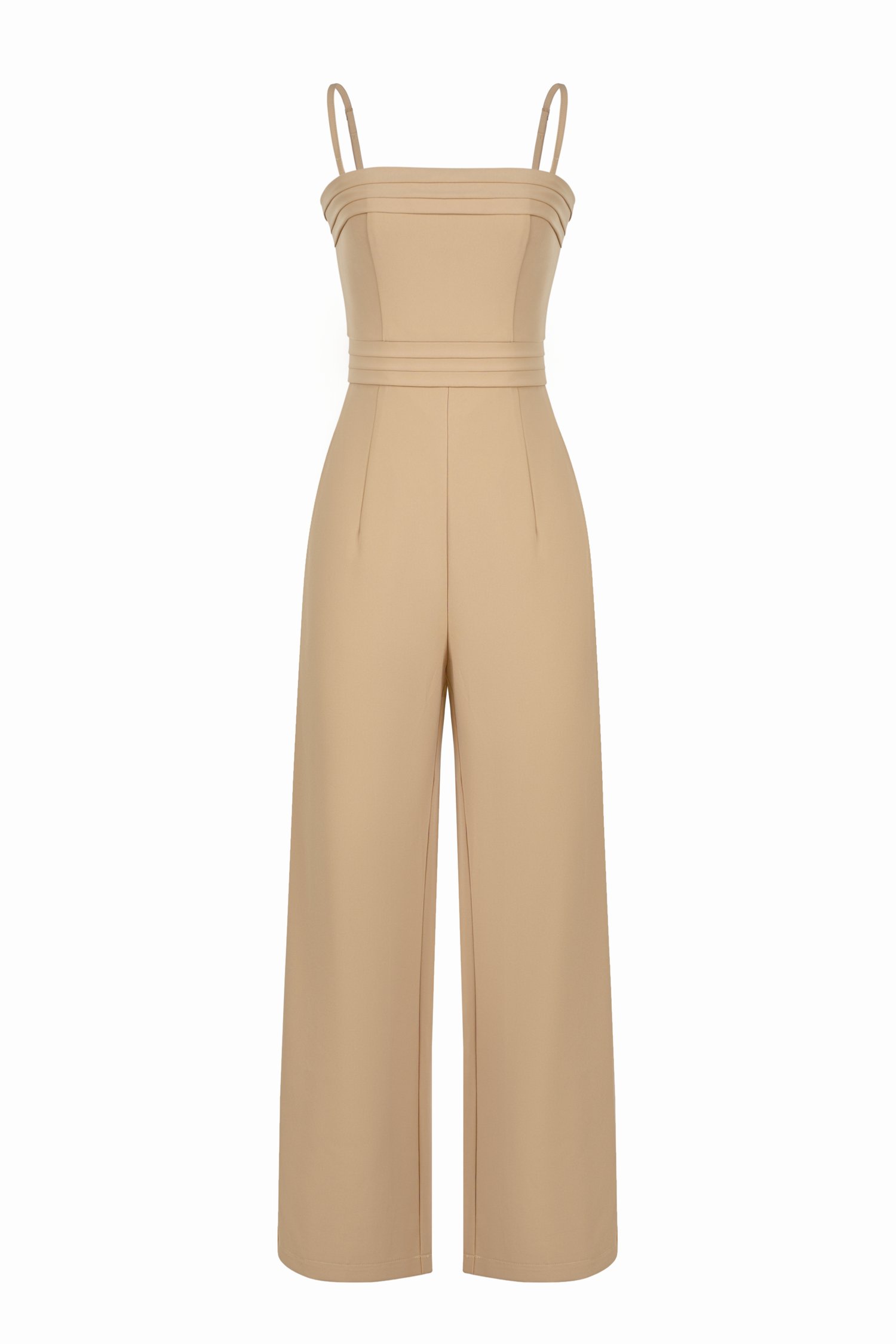 Mya Pleated Jumpsuit in Latte