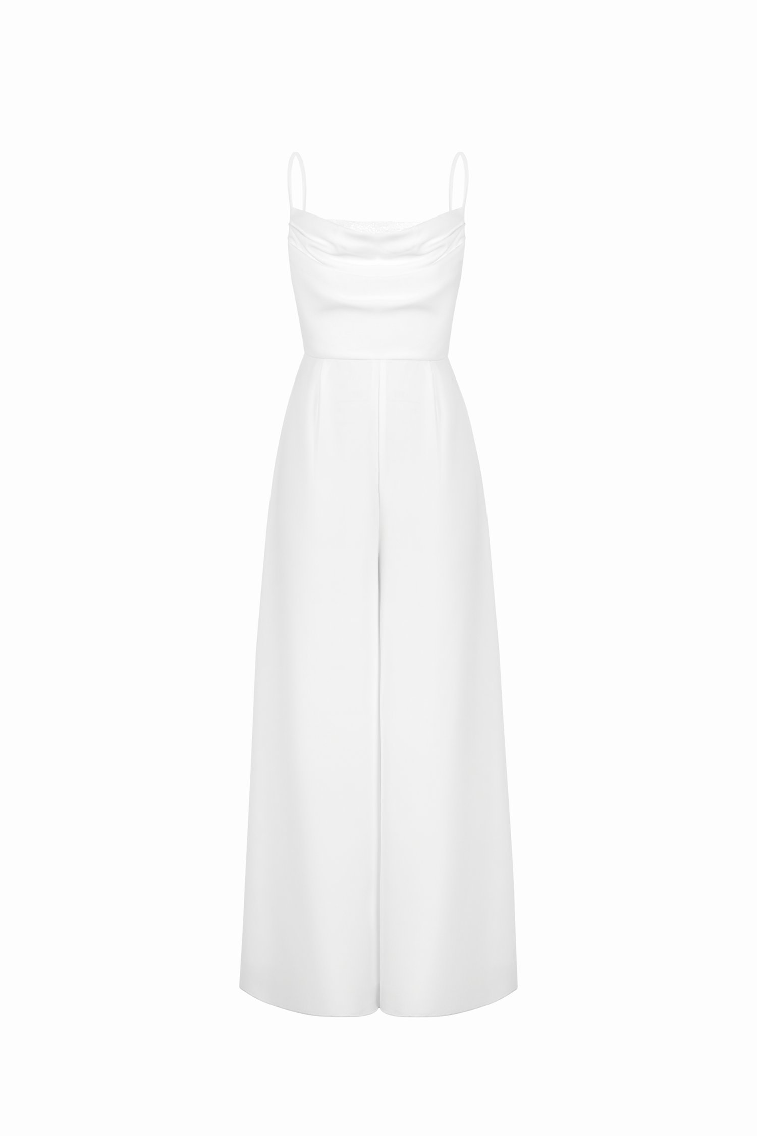 Rhys Cowl Neck Lace Jumpsuit in Iconic White