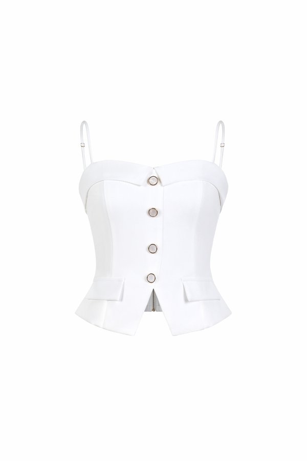 Ketra Tailored Strappy Vest Top in Iconic White