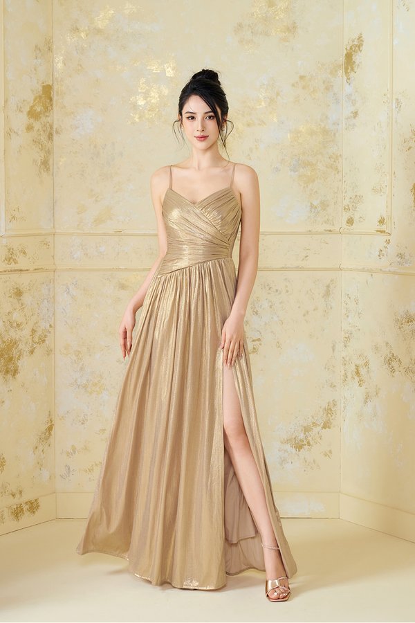 Harmony Wrap Maxi Dress in Glamour Gold