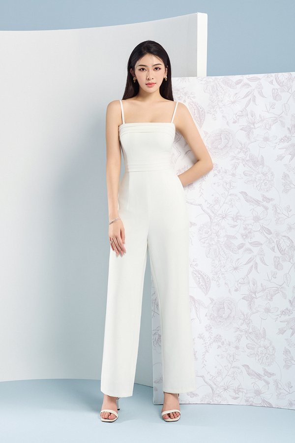 Mya Pleated Jumpsuit in Iconic White