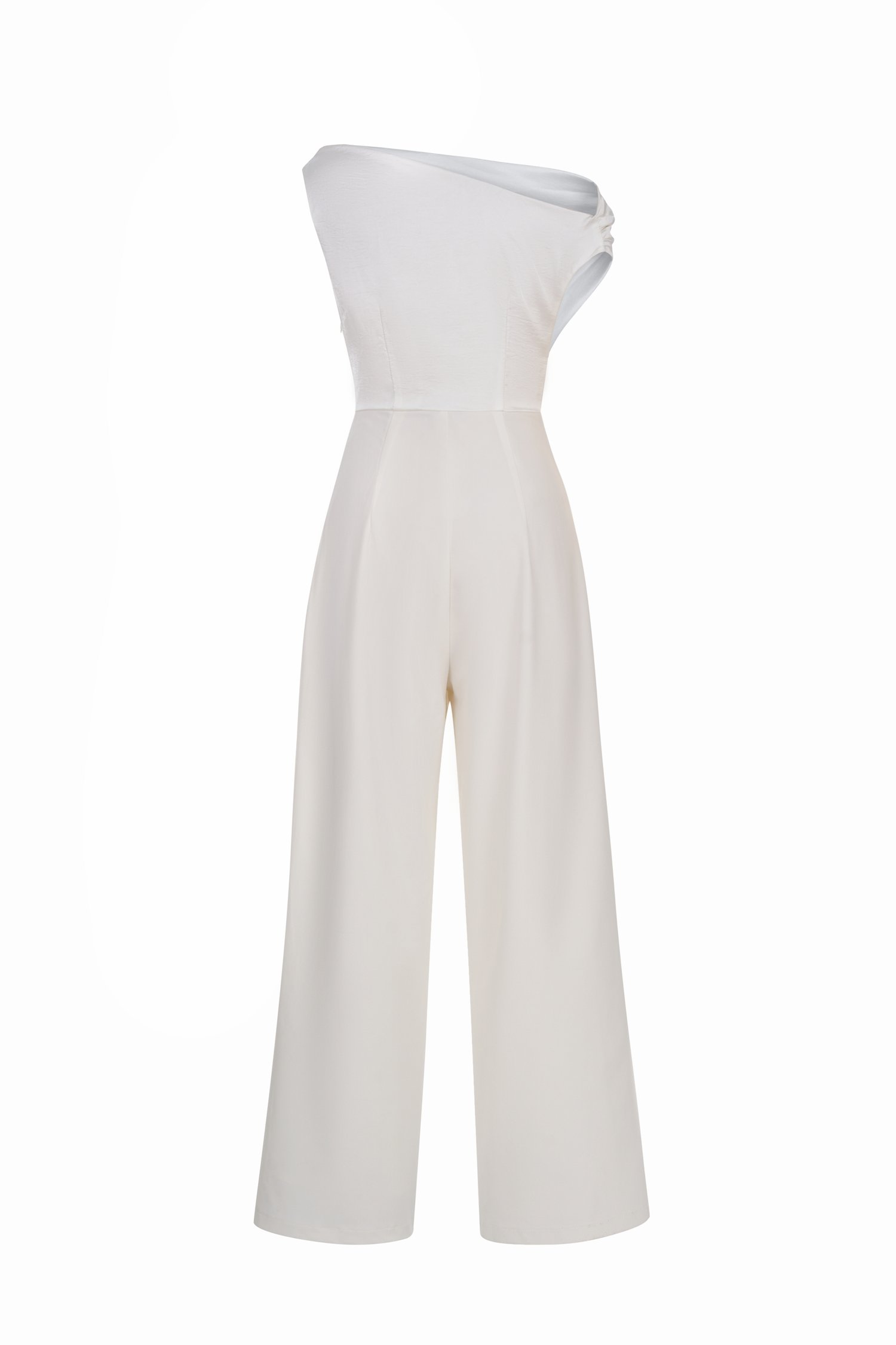 Aimee Drape Asymmetrical Jumpsuit In Iconic White