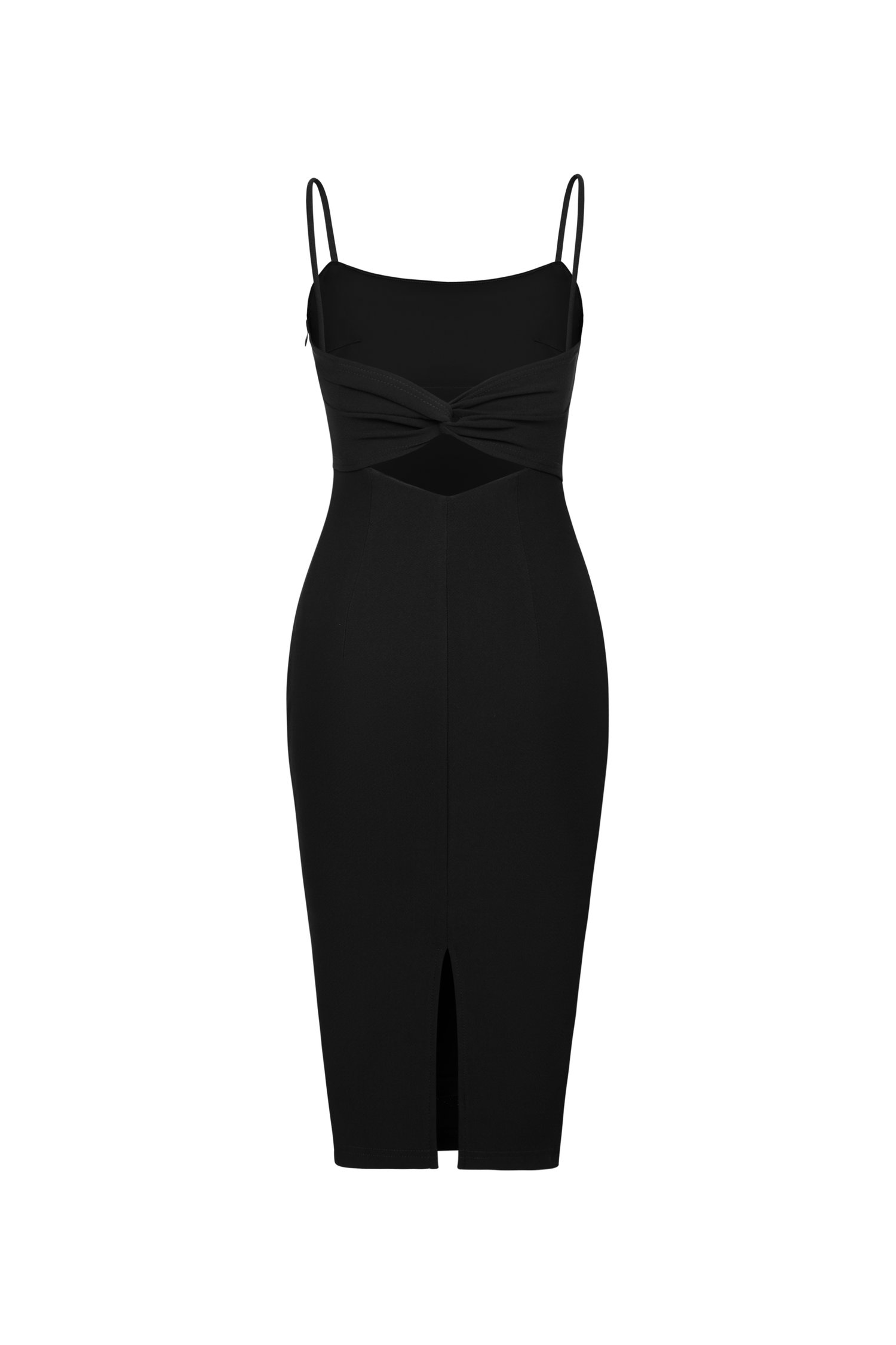Ellery Padded Twist Back Ruched Dress in Classic Black
