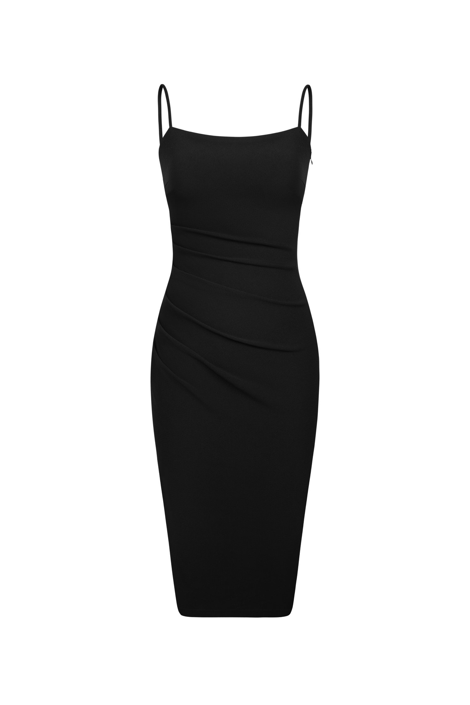Ellery Padded Twist Back Ruched Dress in Classic Black