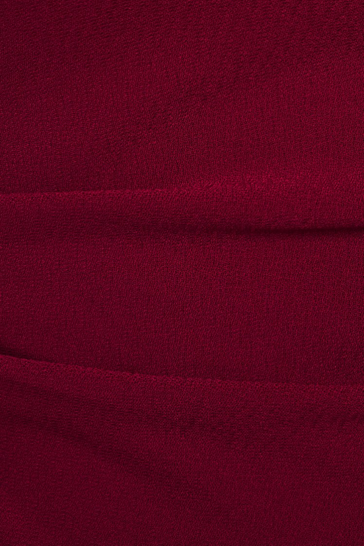 Ellery Padded Twist Back Ruched Dress in Wine Red