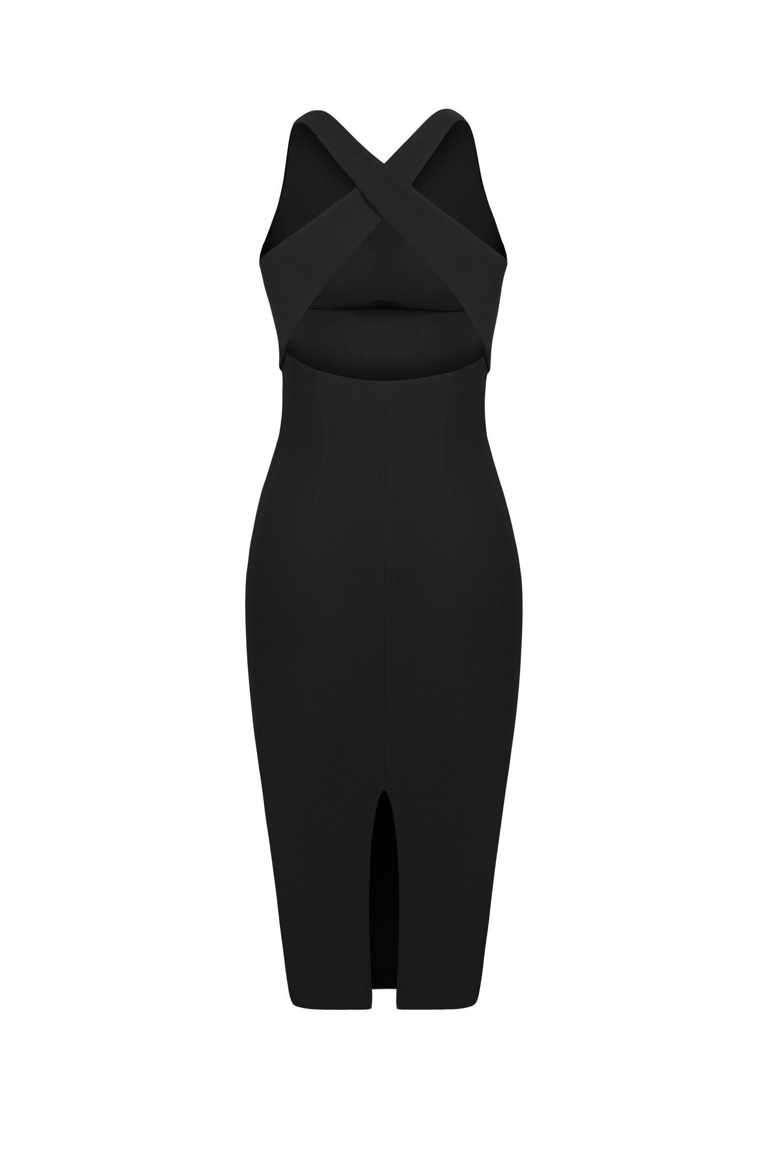 Kiara Padded Crossover Ruched Dress in Classic Black