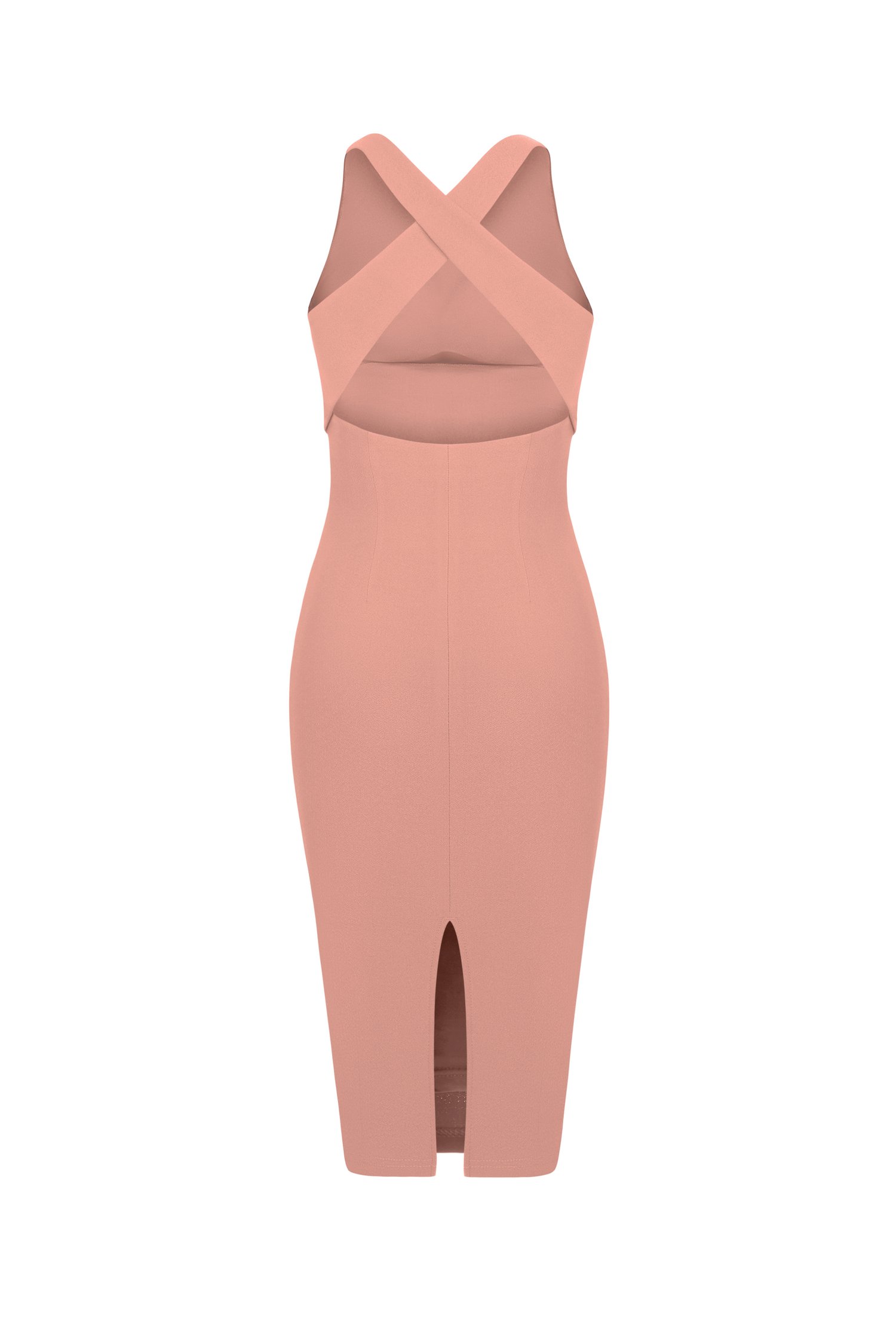 Kiara Padded Crossover Ruched Dress in Dusty Rose