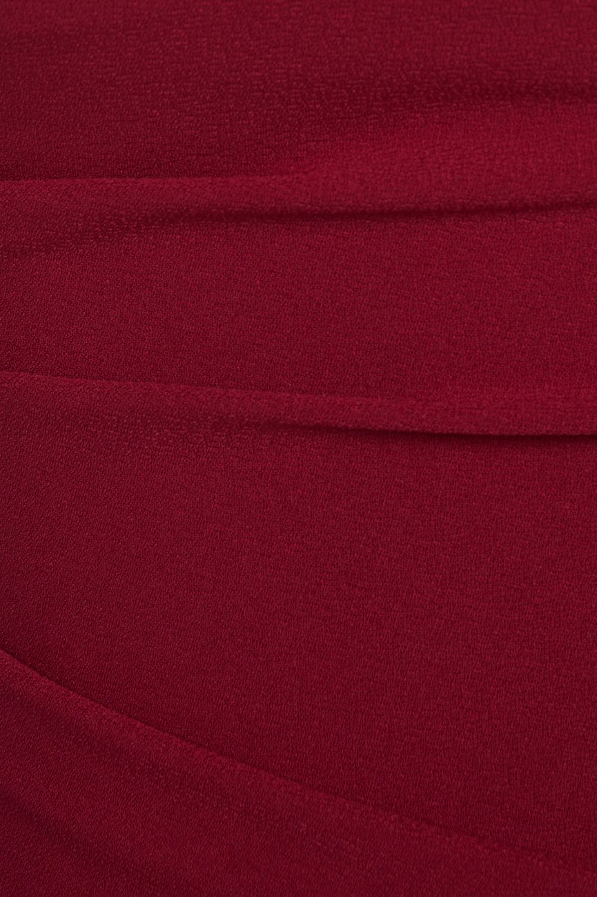 Kiara Padded Crossover Ruched Dress in Wine Red