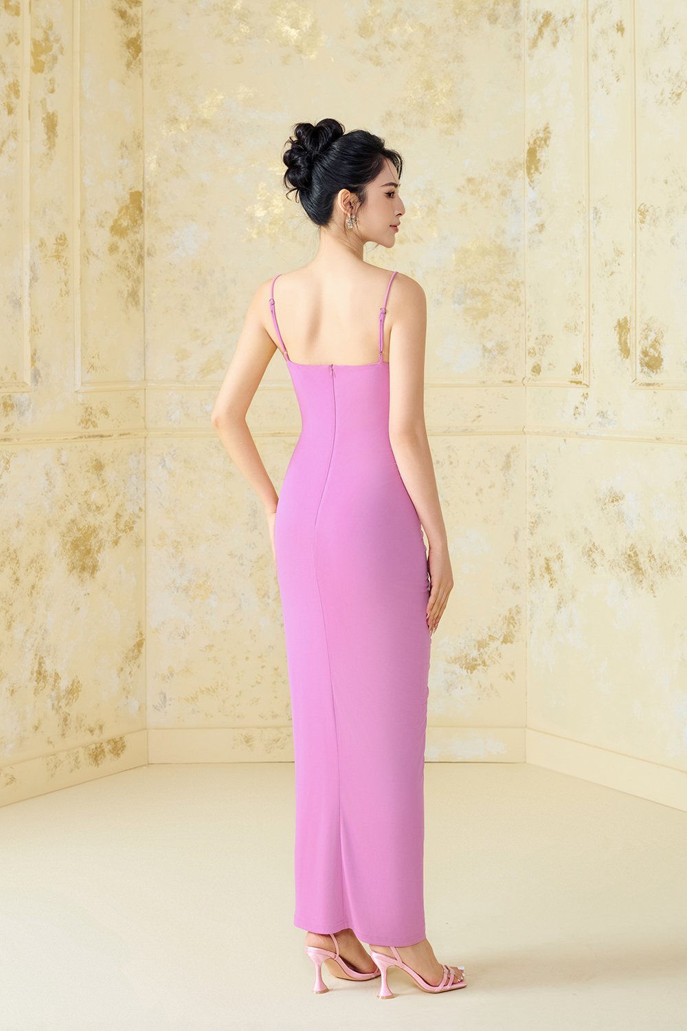Meryl Drape Maxi Dress in Orchid