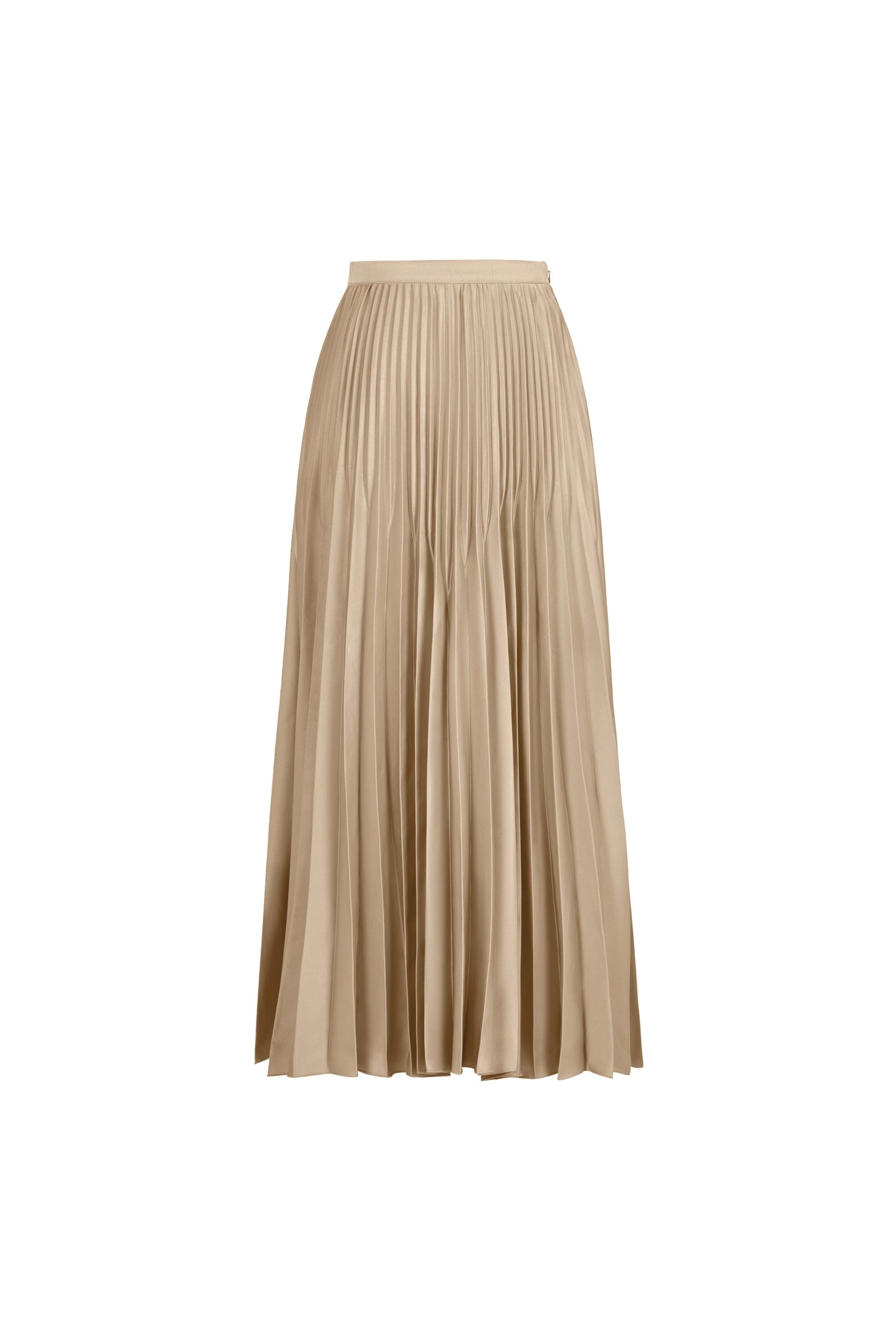 Seraphine Pleated Midi Skirt in Champagne Beige