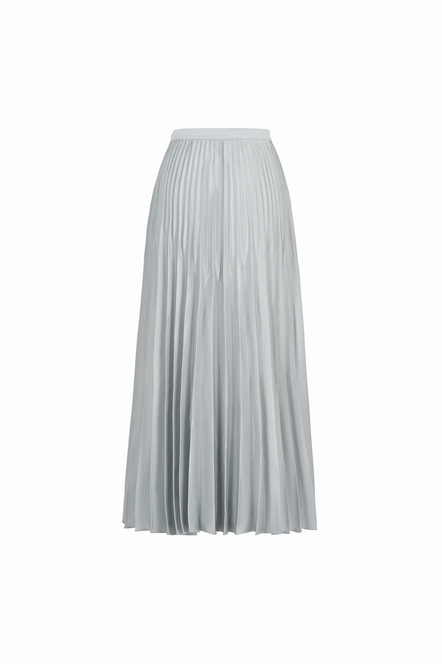 Seraphine Pleated Midi Skirt in Light Silver