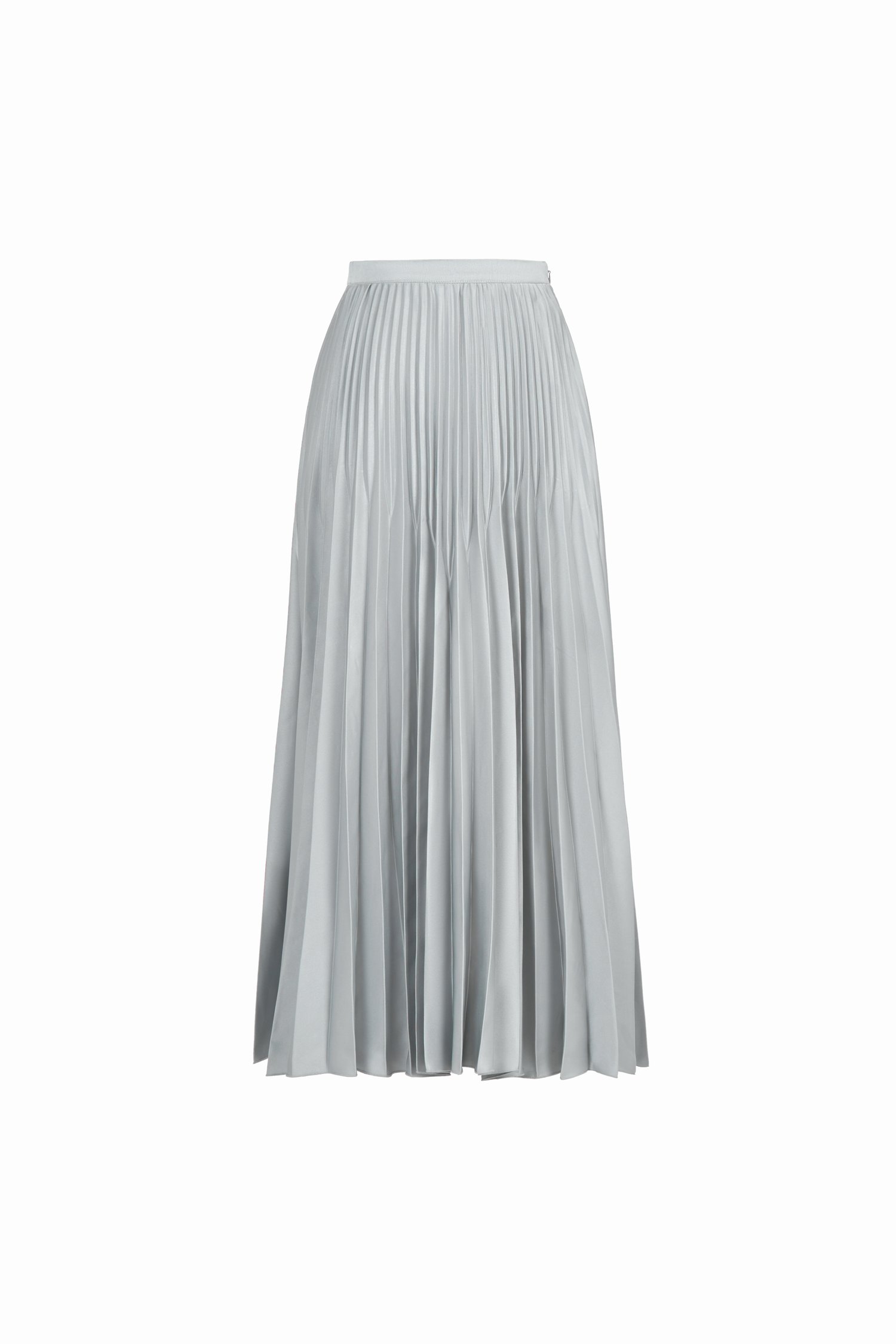 Seraphine Pleated Midi Skirt in Light Silver