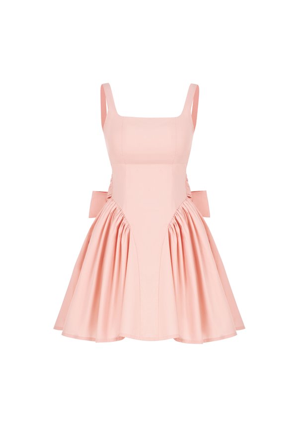 Jovie Padded Low Back Bow Mini Dress in Ballet Pink