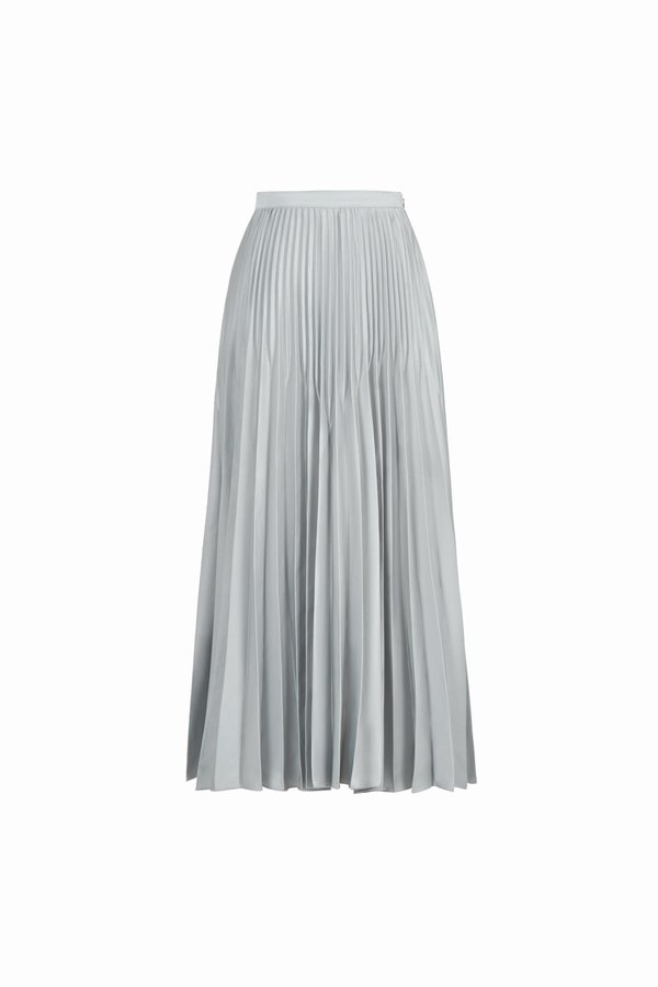Seraphine Pleated Midi Skirt in Light Silver
