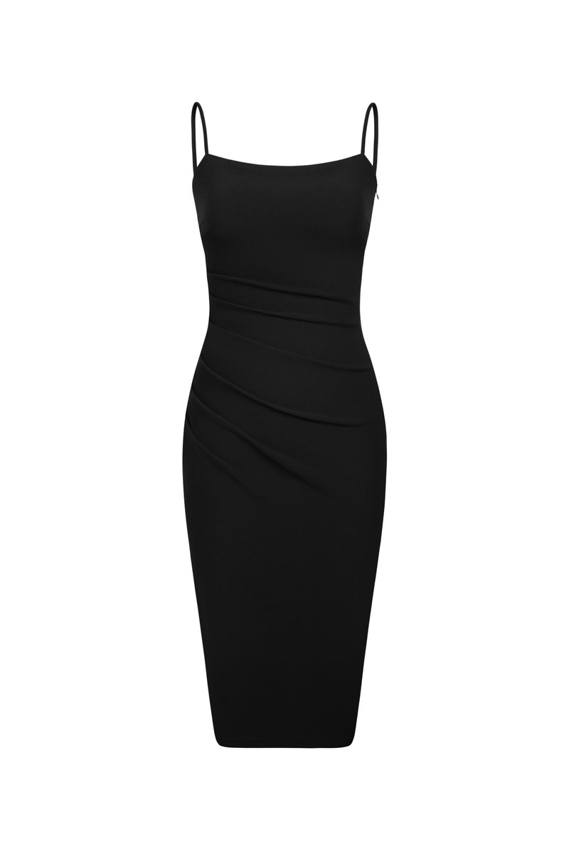 Ellery Padded Twist Back Ruched Dress in Classic Black | Chello