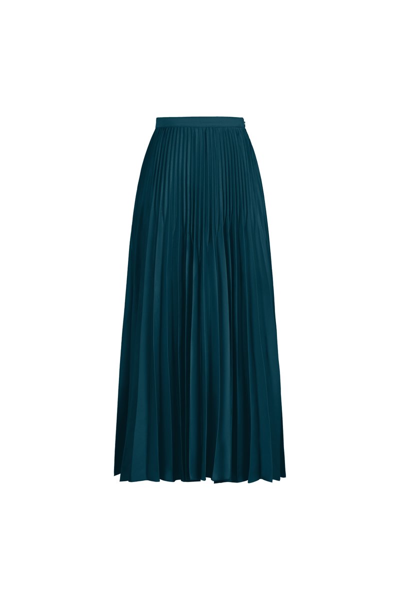 Seraphine Pleated Midi Skirt in Emerald | Chello