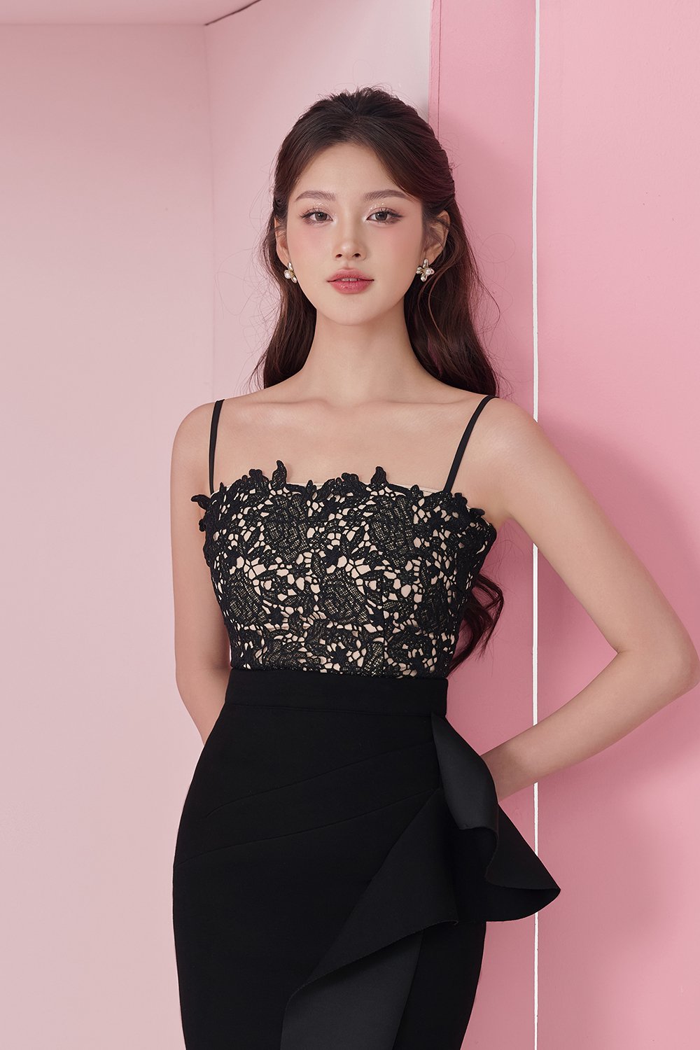 Adley Rose Crochet Top in Classic Black