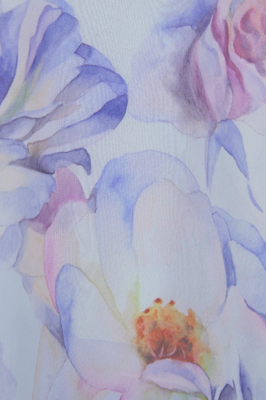 Aiko Cut-Out Floral Mini Dress in Light Blue Painted Florals