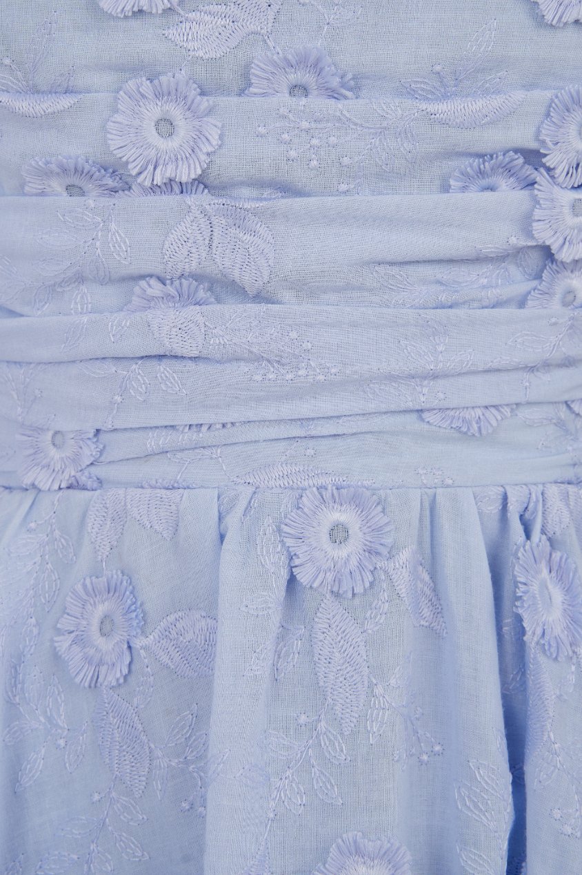 Blossom Ruched Flare Mini Dress in Baby Blue