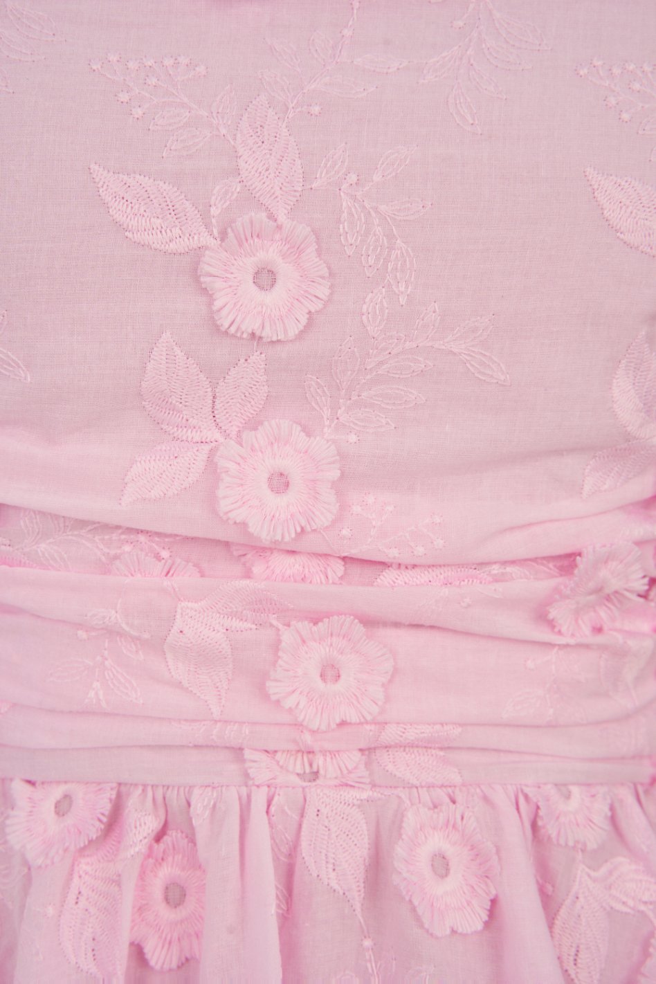 Blossom Ruched Flare Mini Dress in Powder Pink