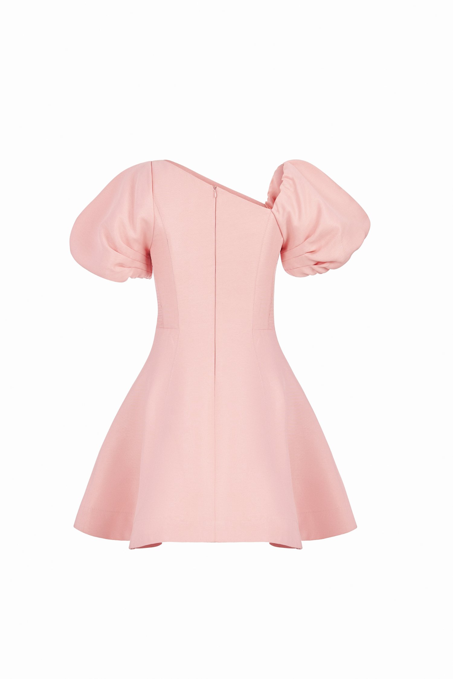 Cleo Asymmetrical Flare Mini Dress in Ballet Pink