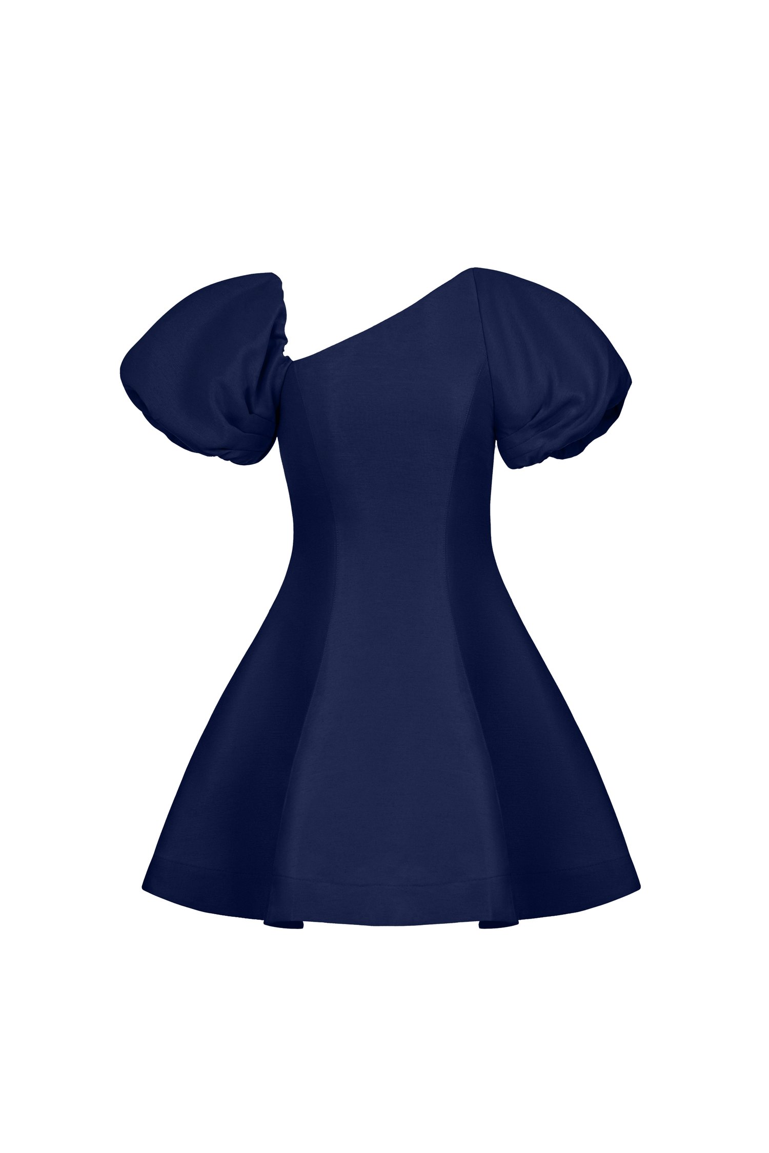Cleo Asymmetrical Flare Mini Dress in Navy Blue