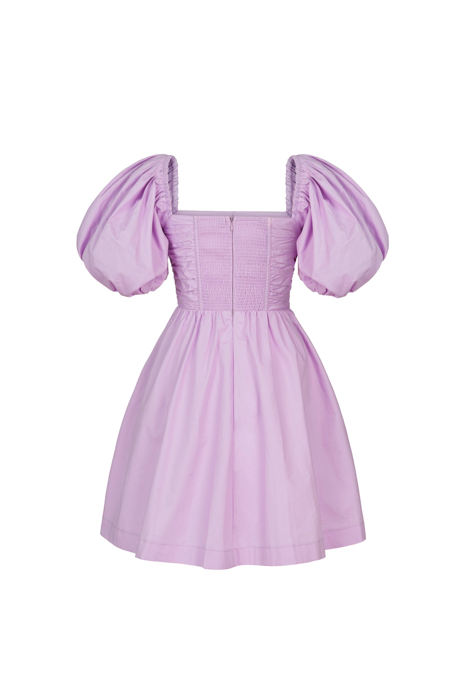Daphne Ruched Puff Mini Dress in Light Violet