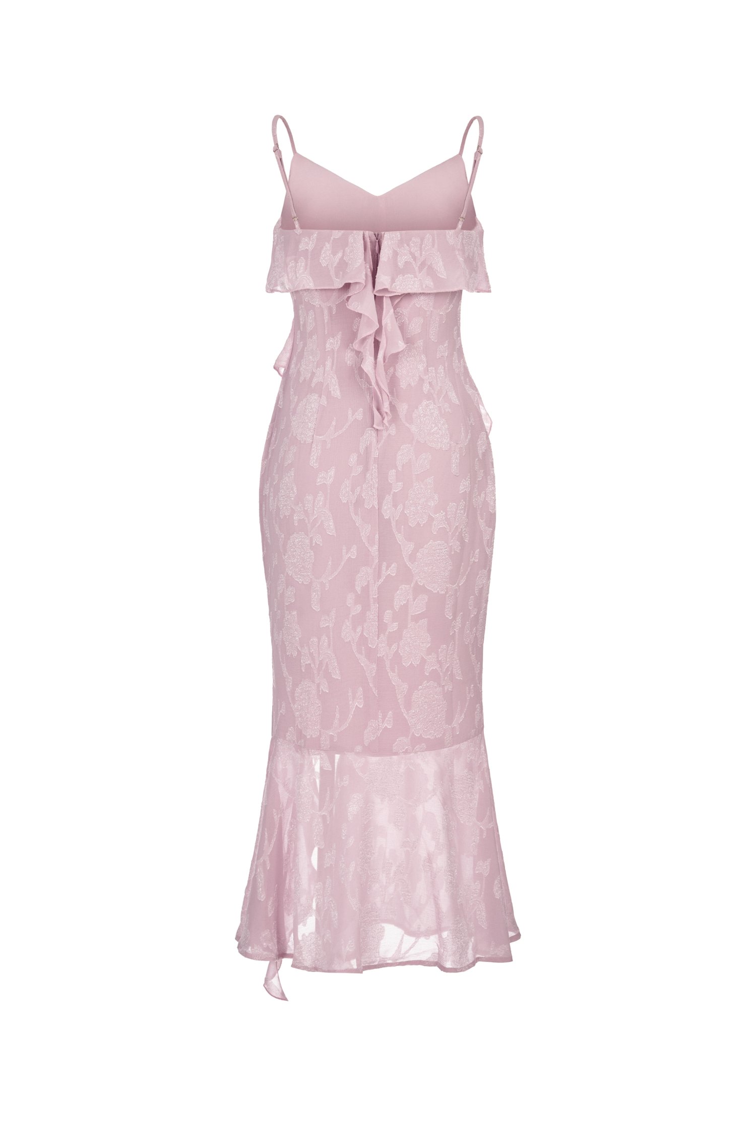 Dovie Frill Slip Midi Dress in Dusty Rose