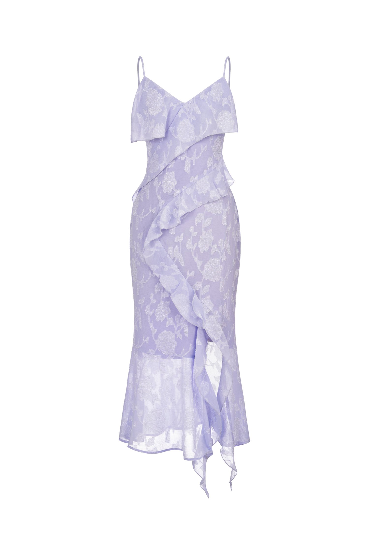 Dovie Frill Slip Midi Dress in Pastel Purple