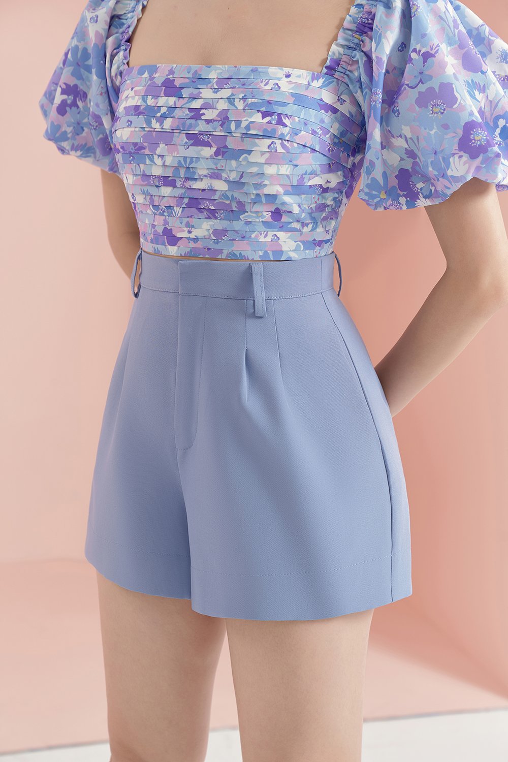 Harlyn A-line Shorts in Cadet Blue