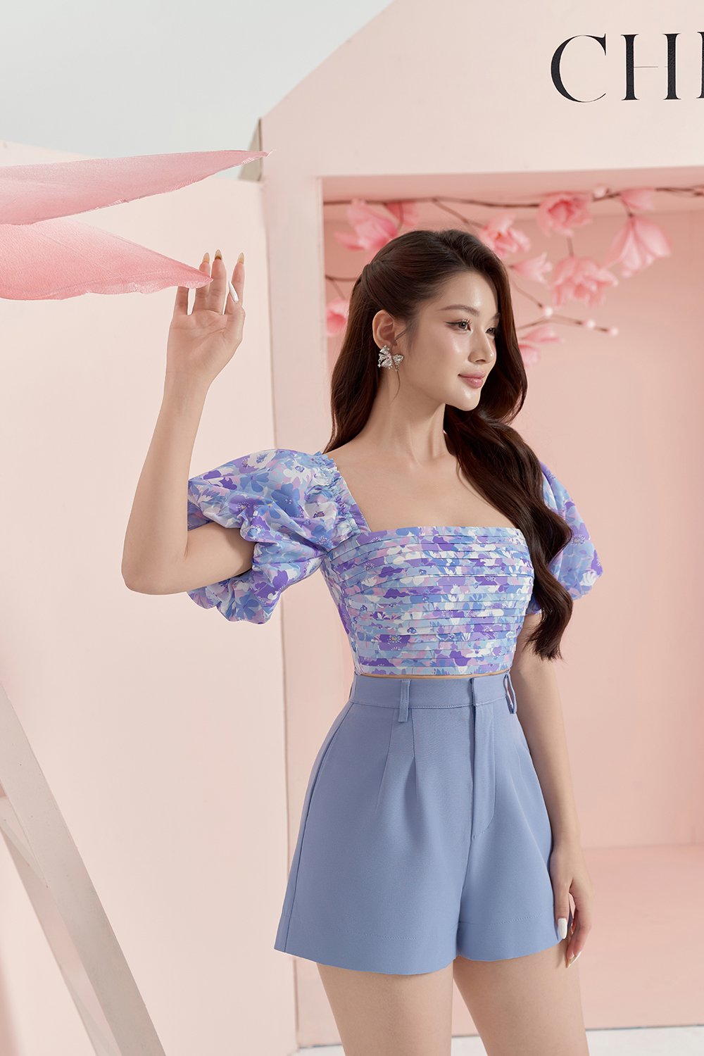 Harlyn A-line Shorts in Cadet Blue