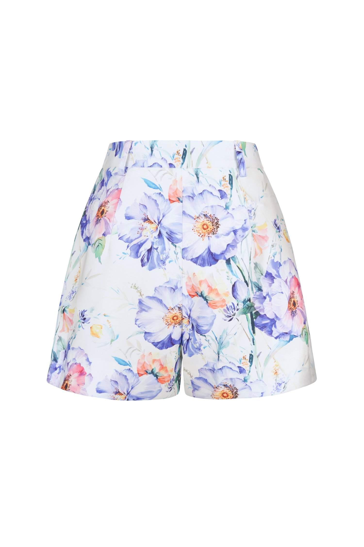 Kaelynn A-line Shorts in Blue Floral Painting