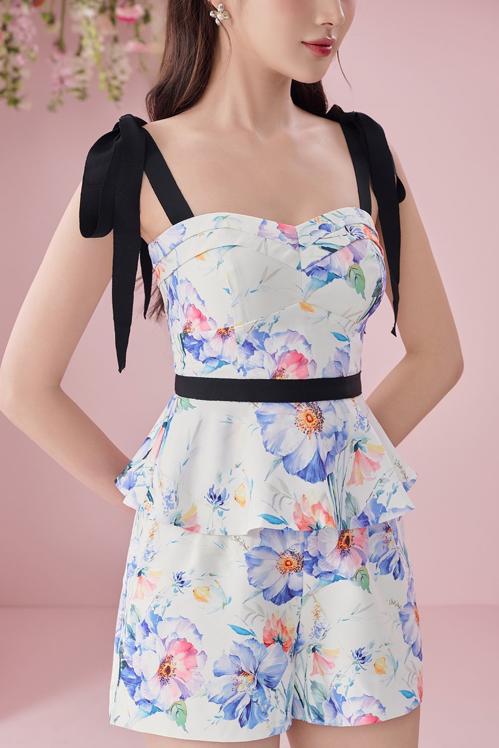 Kaelynn Peplum Top and A-line Shorts Set