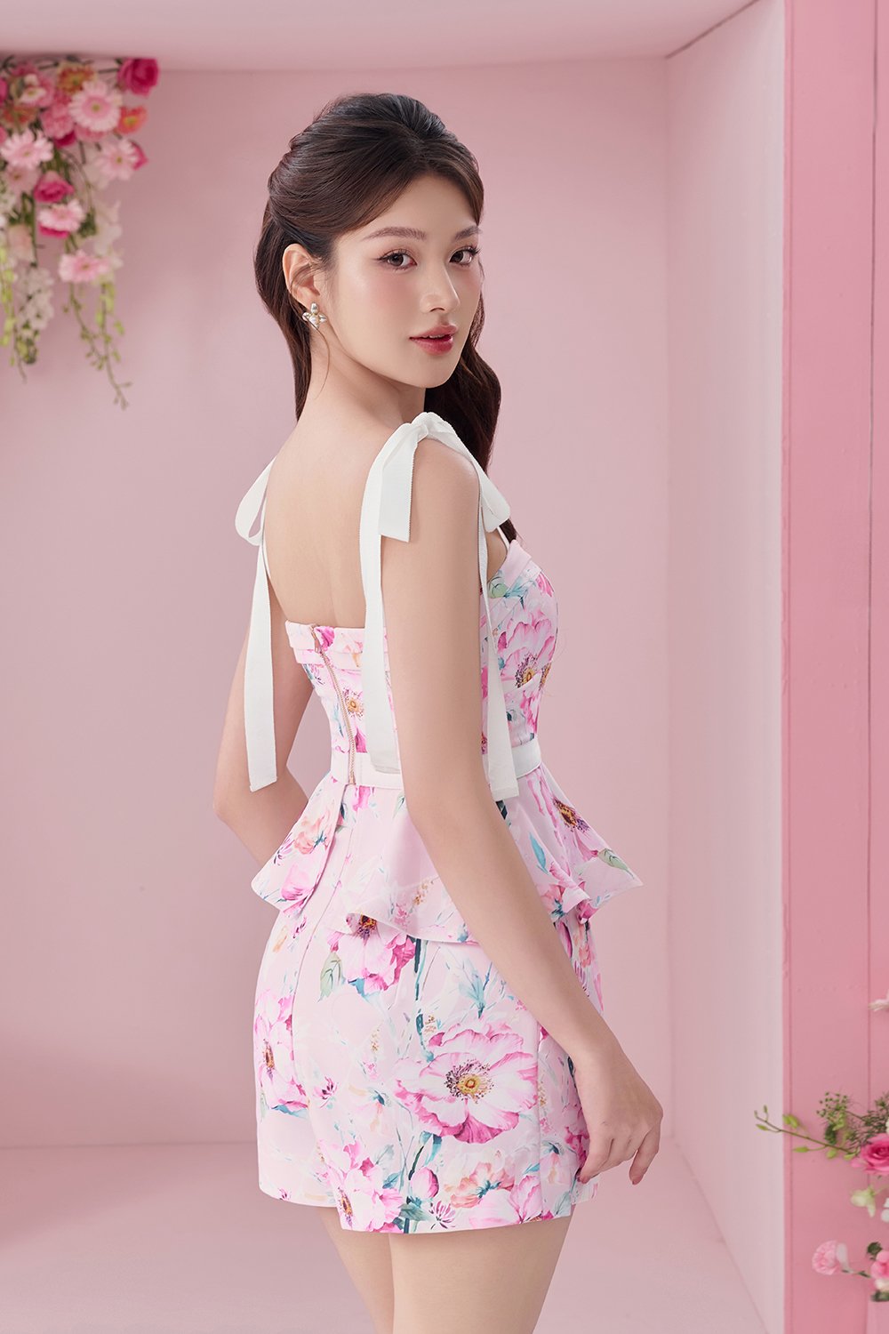 Kaelynn Peplum Top and A-line Shorts Set