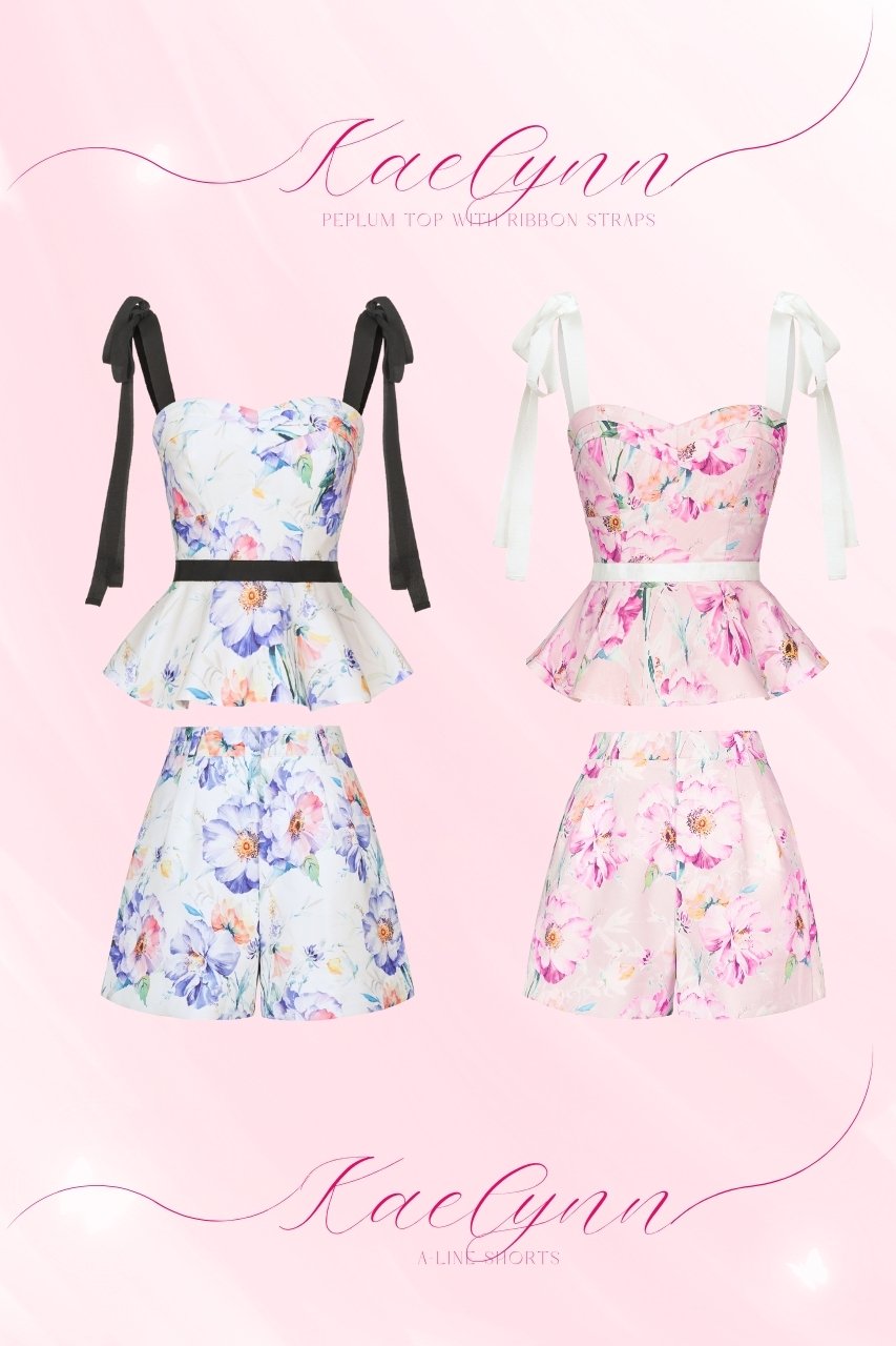 Kaelynn Peplum Top and A-line Shorts Set