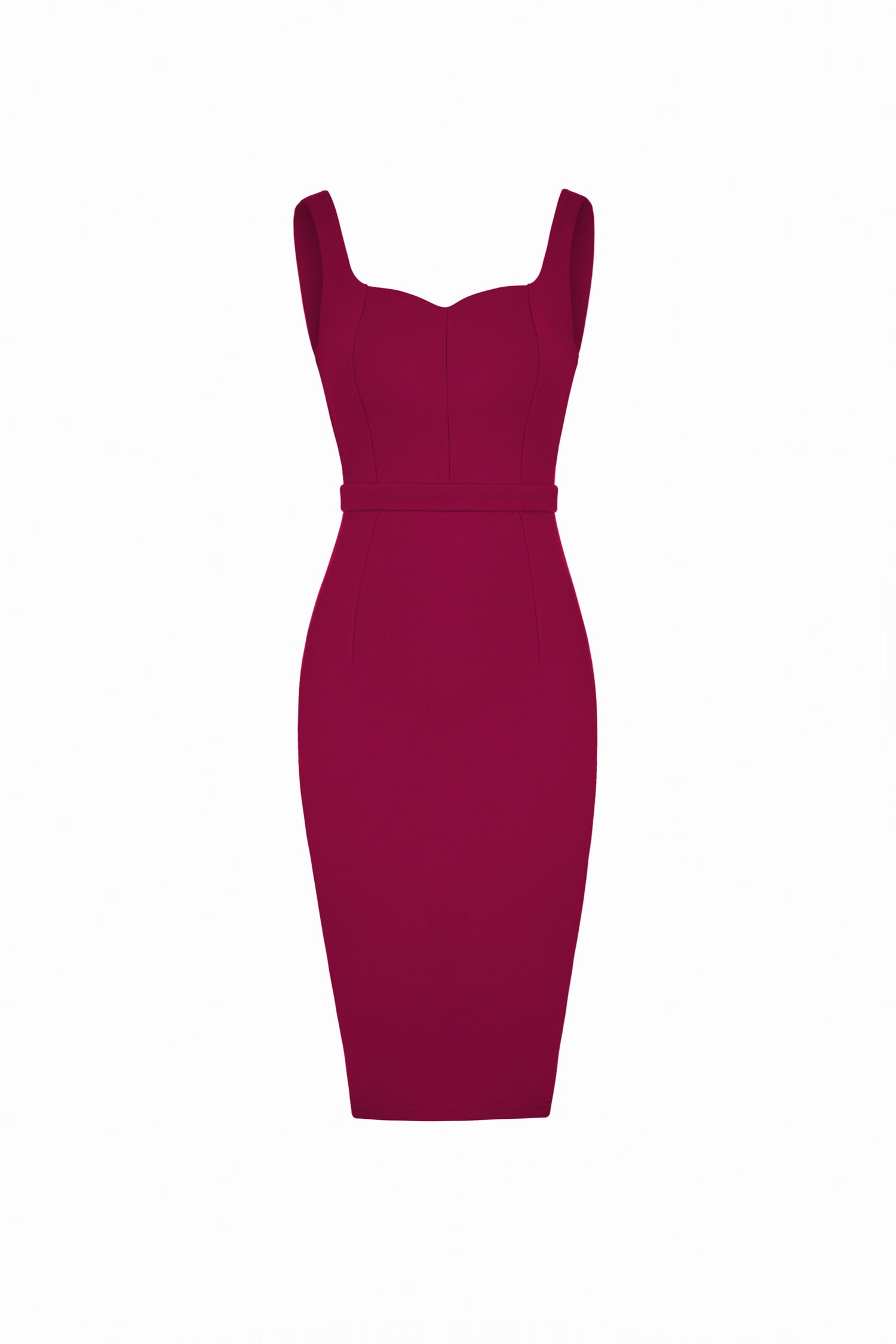 Mariel Lace Back Padded Pencil Dress in Wine Red