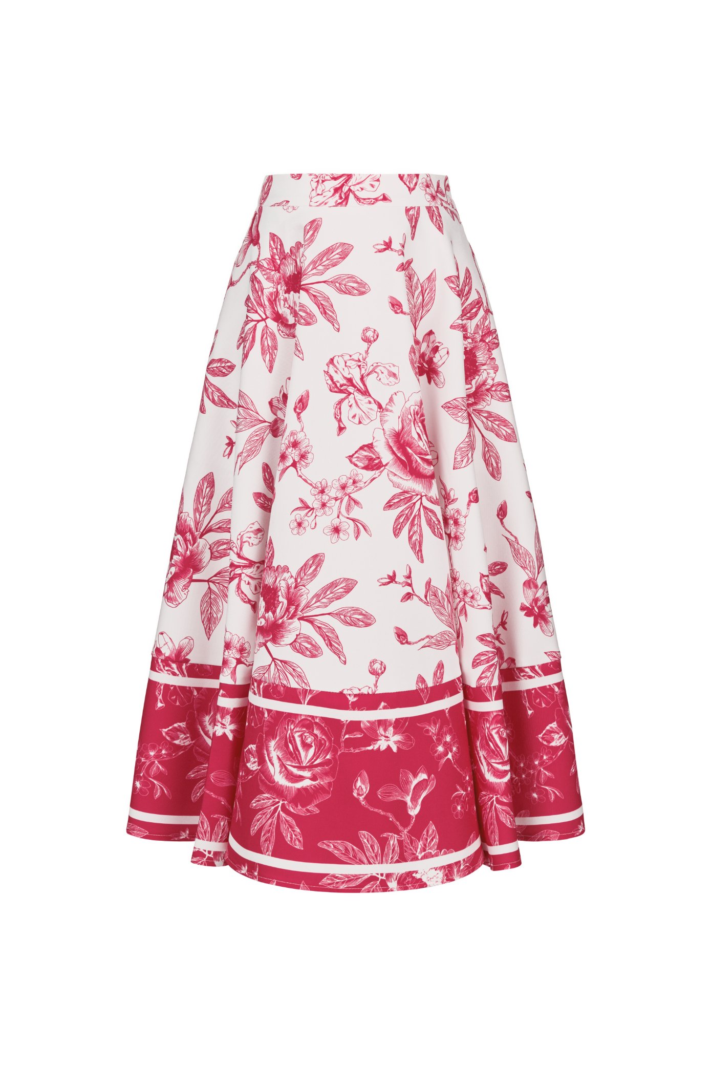Quinn Midi Skirt in Toile De Jouy Fuchsia