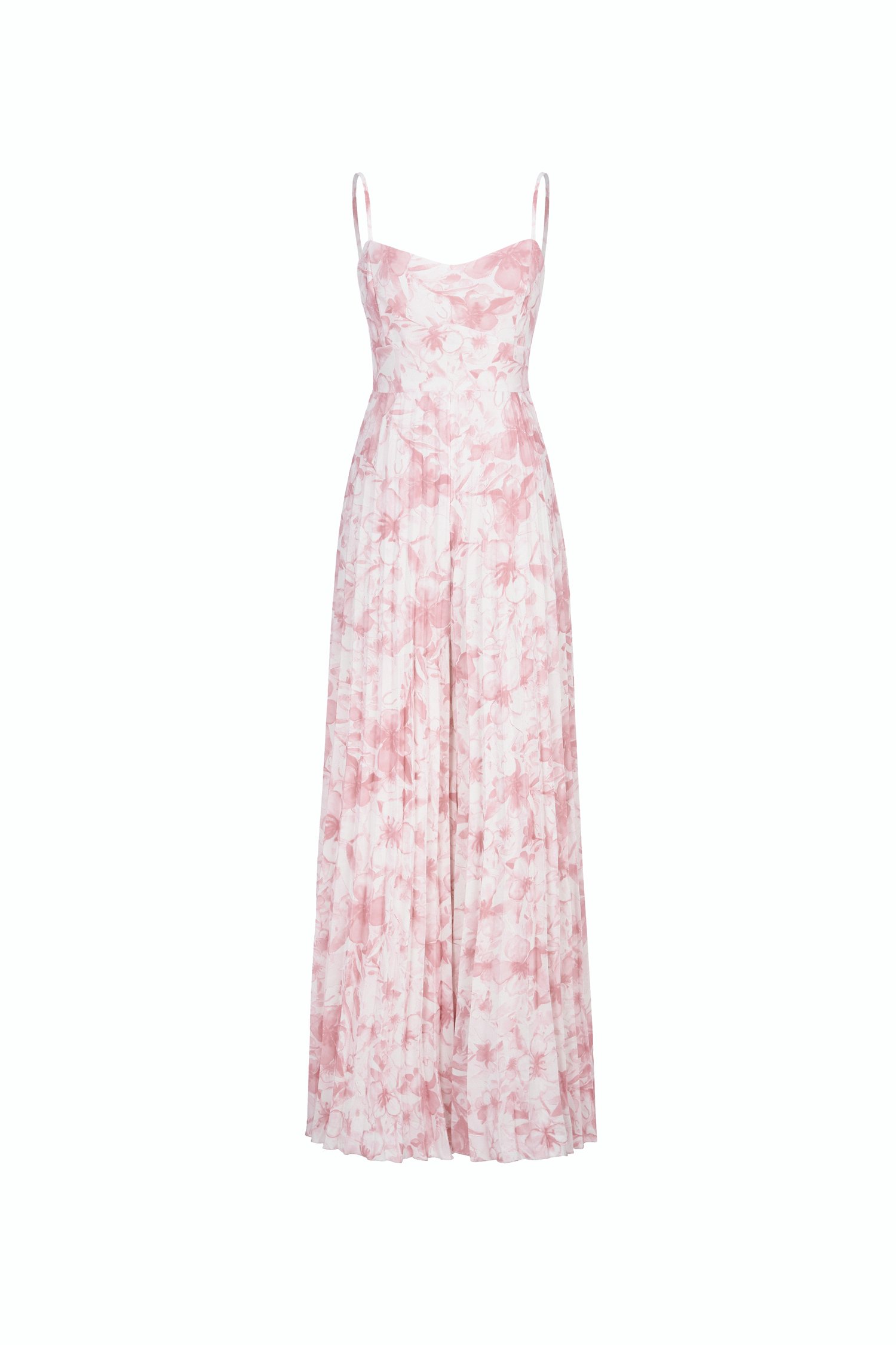 Sabine Sweetheart Pleated Jumpsuit in French Rose/Iconic White